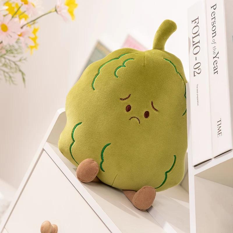 Creative Fruit Plush Toy Watermelon Durian Cantaloupe Balsam Pear Doll Stuffed Pillow Kawaii Room Decor Activity Gift