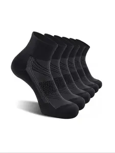 5 Pairs Men's Large Size Socks, Low Top Short Cuff, Mid Calf Sports Socks, Breathable Mesh, Summer Basketball Socks