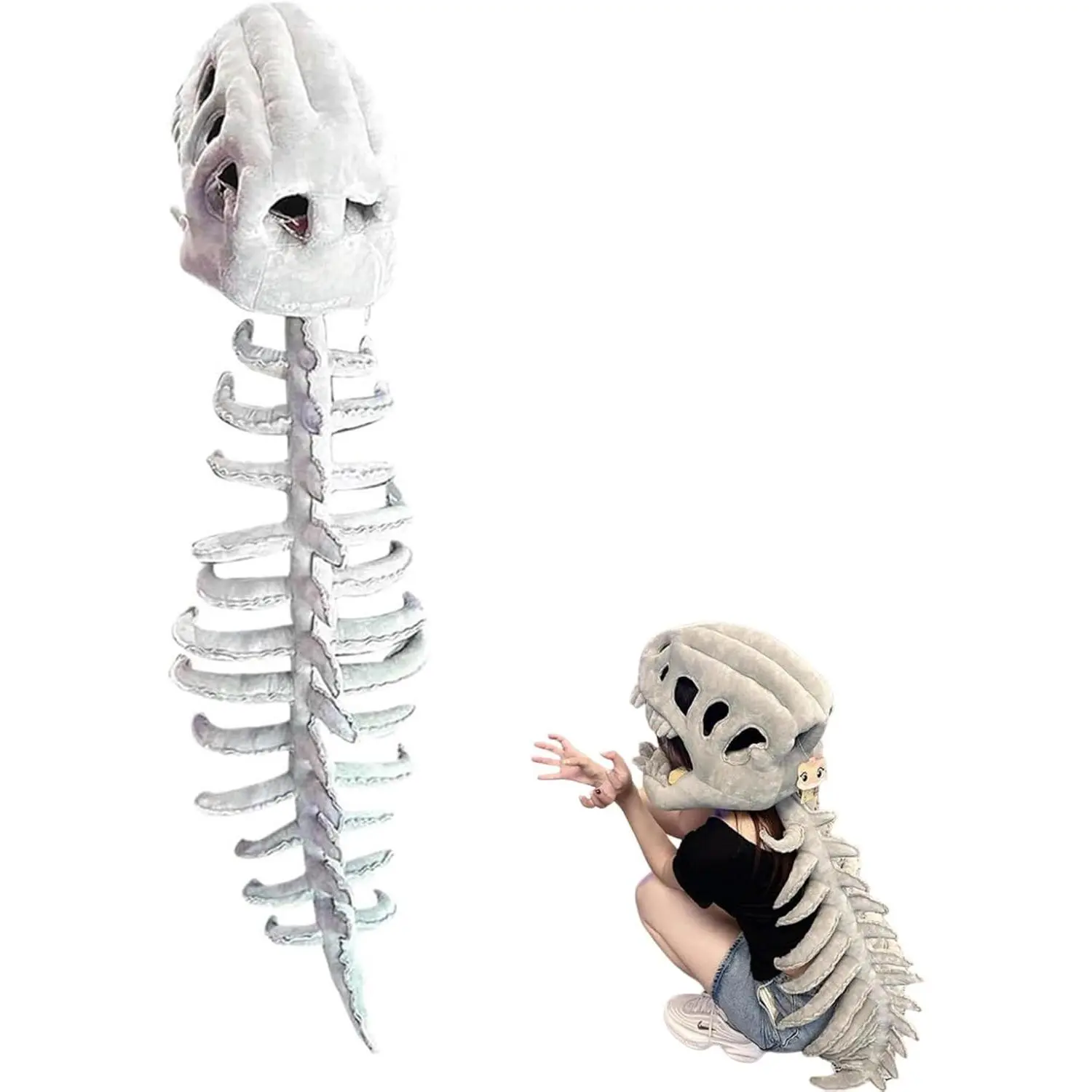 3D Skeleton Design Realistic Halloween Dinosaur Skeleton Costume, Themed Skull Cosplay Props for Halloween Cosplay Events