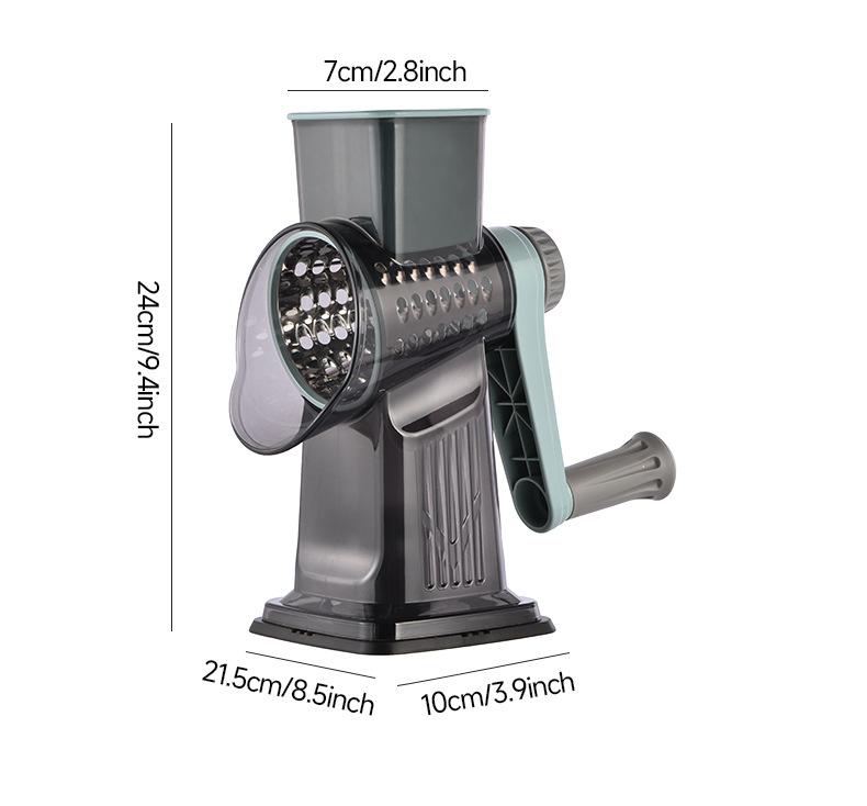 Rotary Cheese Grater, 1-Count Manual Vegetable Chopper with 3 Replaceable Stainless Steel Cutting Blades, Vegetable Shredder and Slicer, Multifunctional Kitchen Utensil, Vegetable Slicer Dicer, Summer Gift # GLOBAL PICKS