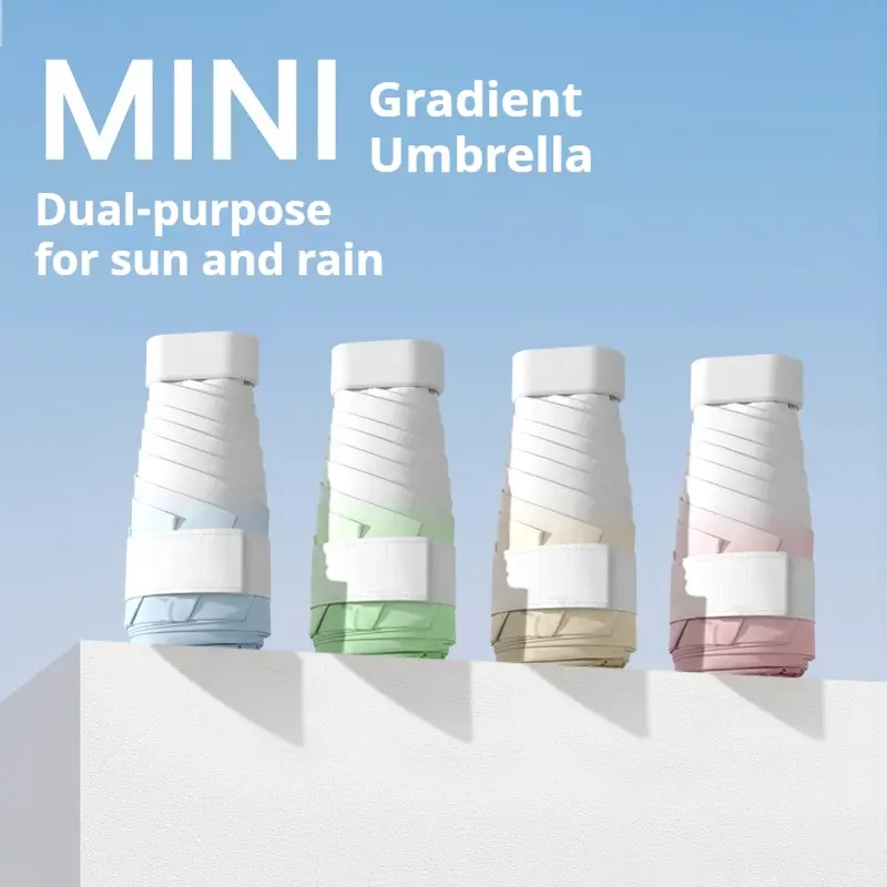 Lightweight Mini 6-Fold Umbrella, Portable Pocket Umbrella, Sun Protection Shade UV Umbrella, Gradient Color Folding Umbrella