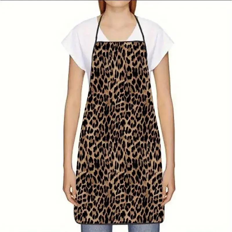1pc Apron with Fashionable Leopard Print, Suitable for Men And Women in Home Kitchen Use