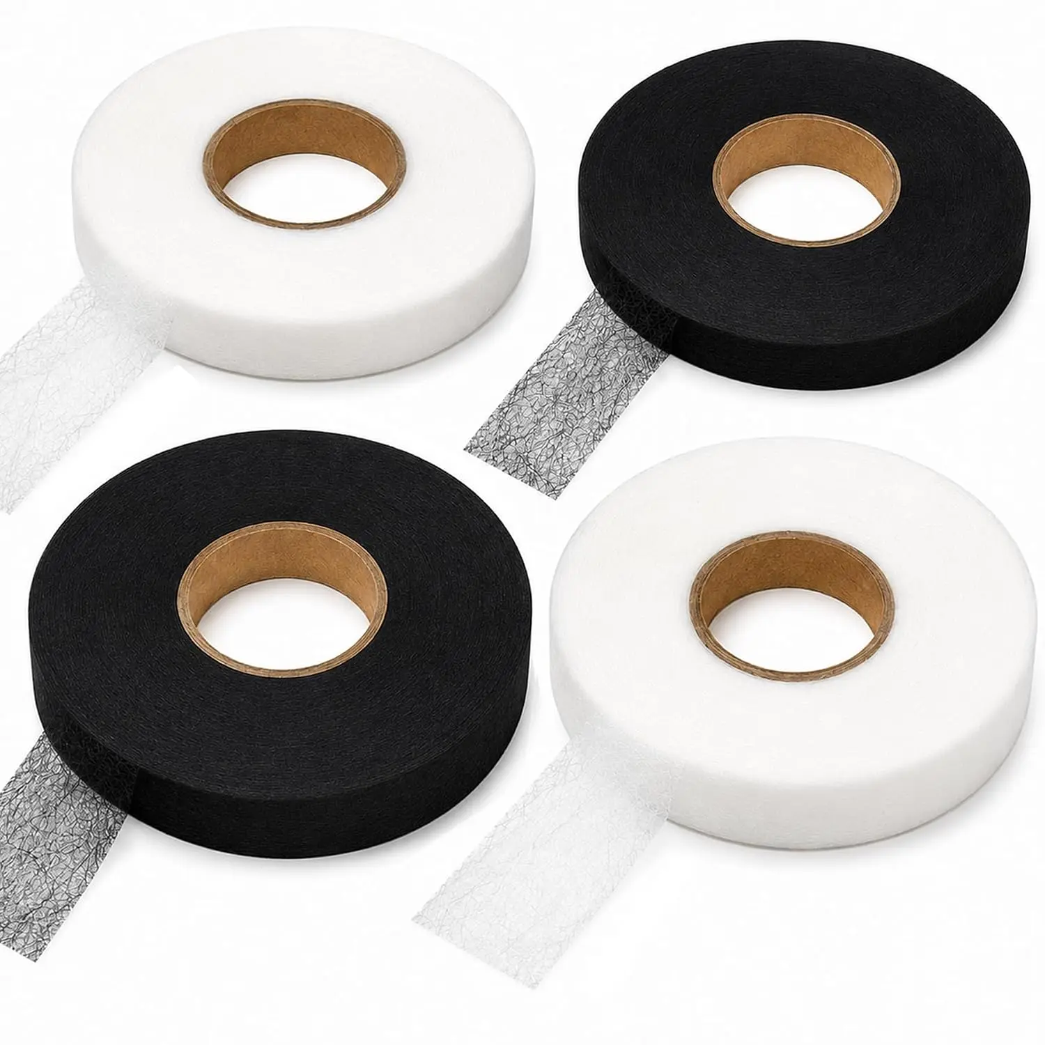 276 Yards  Witchery Tape No Sew Iron  Hem Tape 4 Rolls Iron Hemming Tape No Sew Iron  Fusible Tape Adhesive Wonder Web for Curtains, Pants, Clothes, White and Black Fabric Tape