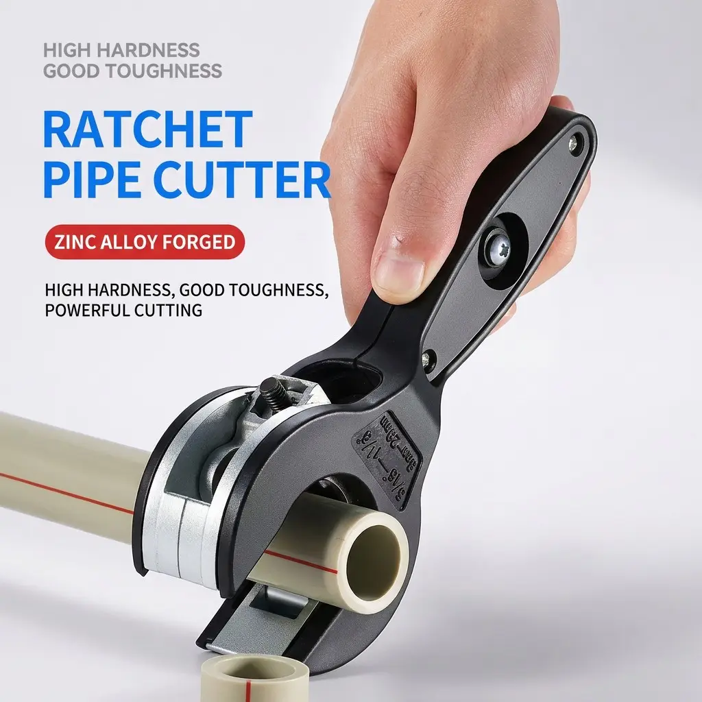Ratchet Pipe Cutter, Adjustable 6mm-29mm, 360° Rotation, Ergonomic Handle, Professional Tool for Copper, Aluminum, Steel Pipes