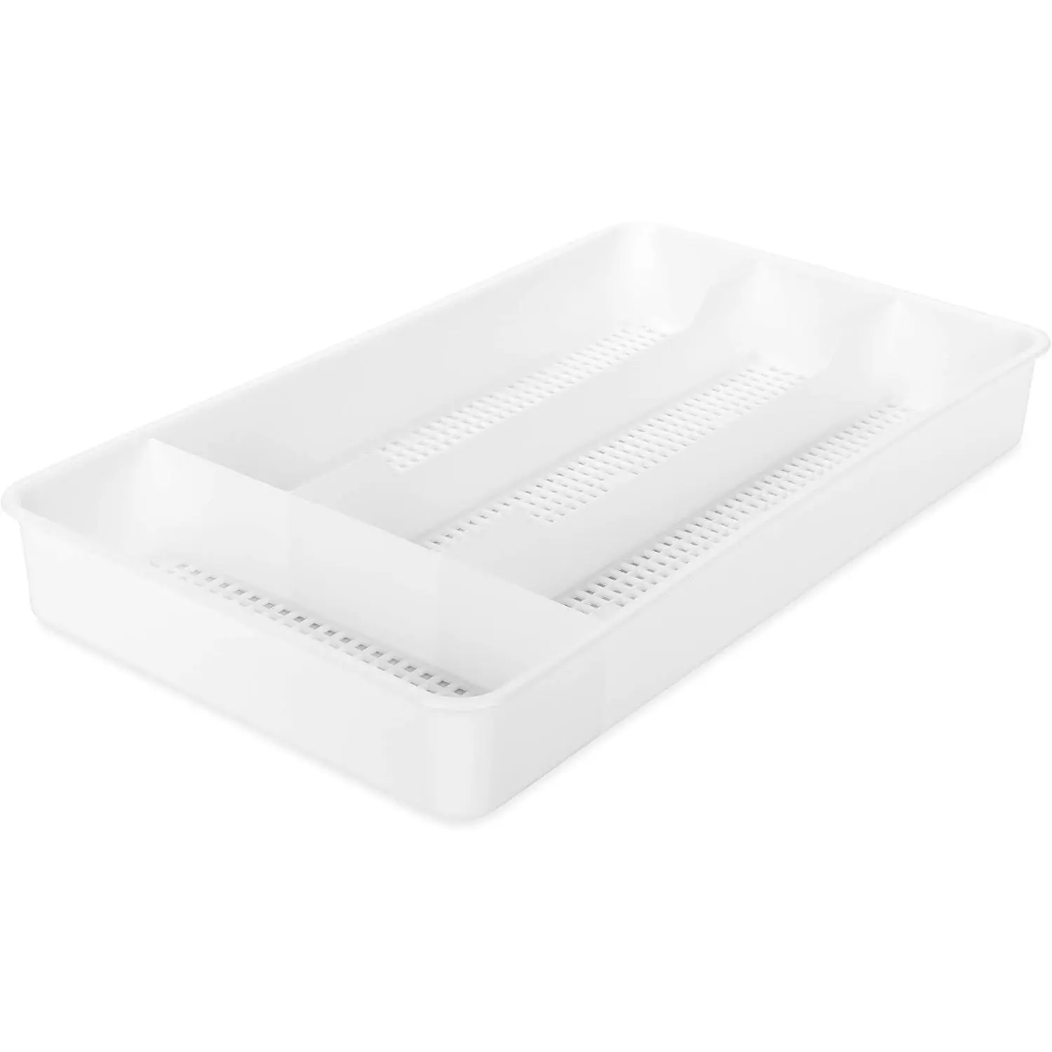 White Cutlery Tray for RV and Compact Kitchen Drawers, Flatware Organizer