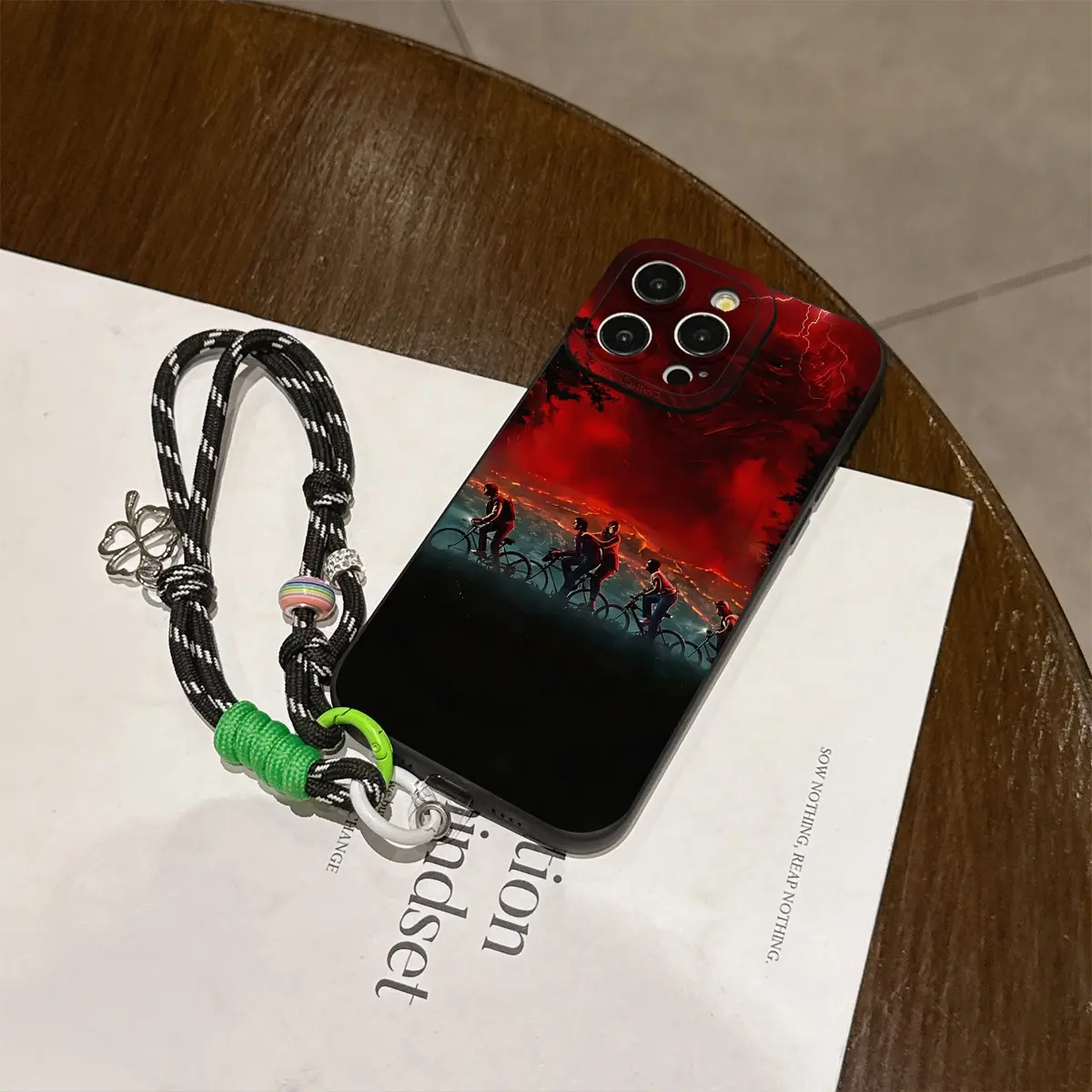 Convenient Lanyard Phone Case with Ring Strap, Stranger Things Pattern, Tpu Anti-Drop Protection, Fits iPhone 6/7/8/x/11/12/13/14/15/16/17 Pro Max