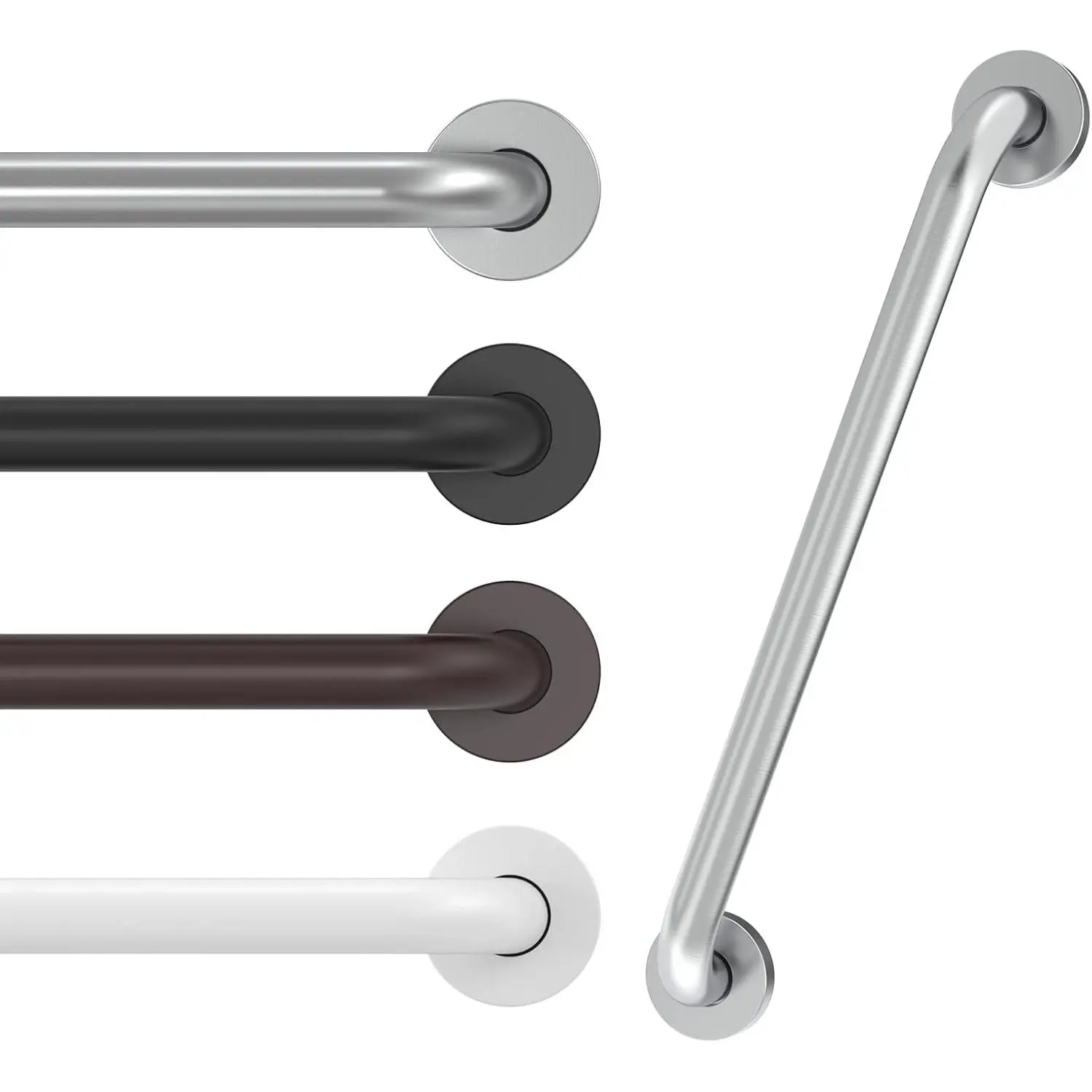 16 Inch Brushed Nickel Wall Mounted Safety Shower Grab Bars, Handicap Grab Bars for Seniors Elderly Handicapped, Bathroom Safety Grab Bars with Concealed Screws