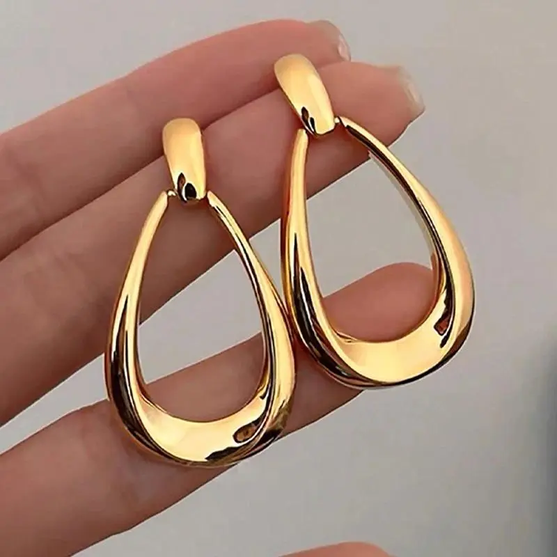 Women's 2025 New Simple French Style Geometric Drop Chain Earrings, Aesthetic Luxury Look Repro-Free Single Pair Costume Jewelry for Daily, Party Occasions, Gift Option, Aesthetic Earrings, Teardrop Earrings