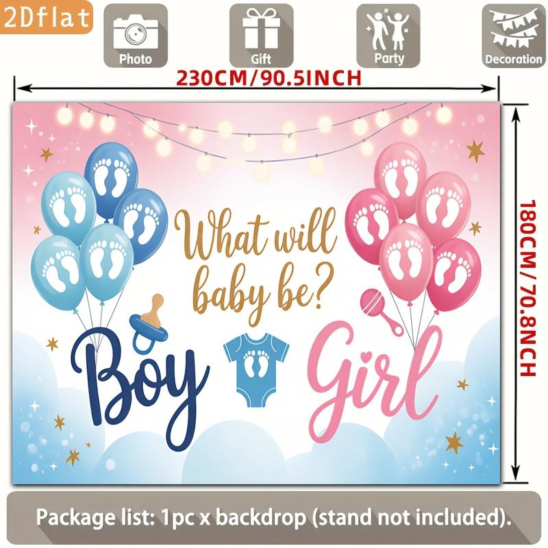 2D Flat, Party Banners 2D Flat Banner, 1pc Polyester Backdrop Gender Reveal Announcement Banner with Pink Blue Color Scheme, for Party Decor Room, Club, Farm, Garden, Home, No Electricity, Easy to Hang Gift f