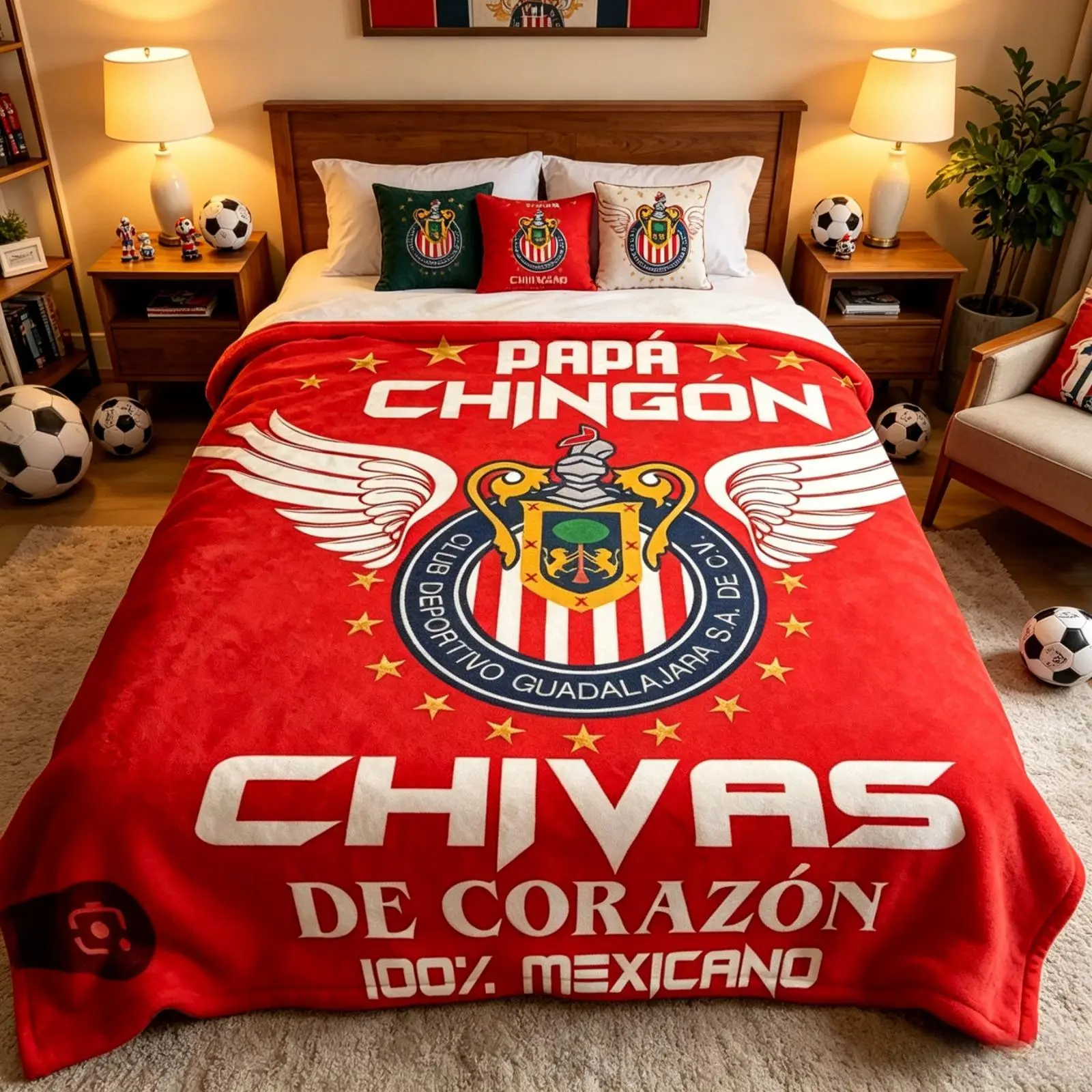 Vibrant Red Wing Logo Flannel Cozy Throw - Large, Anti-Pilling, Bold Print Soft Bedding Throw for Bed/Sofa, Liga MX Soccer Fan Decor, All Seasons Printed Blanket Gift for Adults, Warm Lightweight Indoor Use