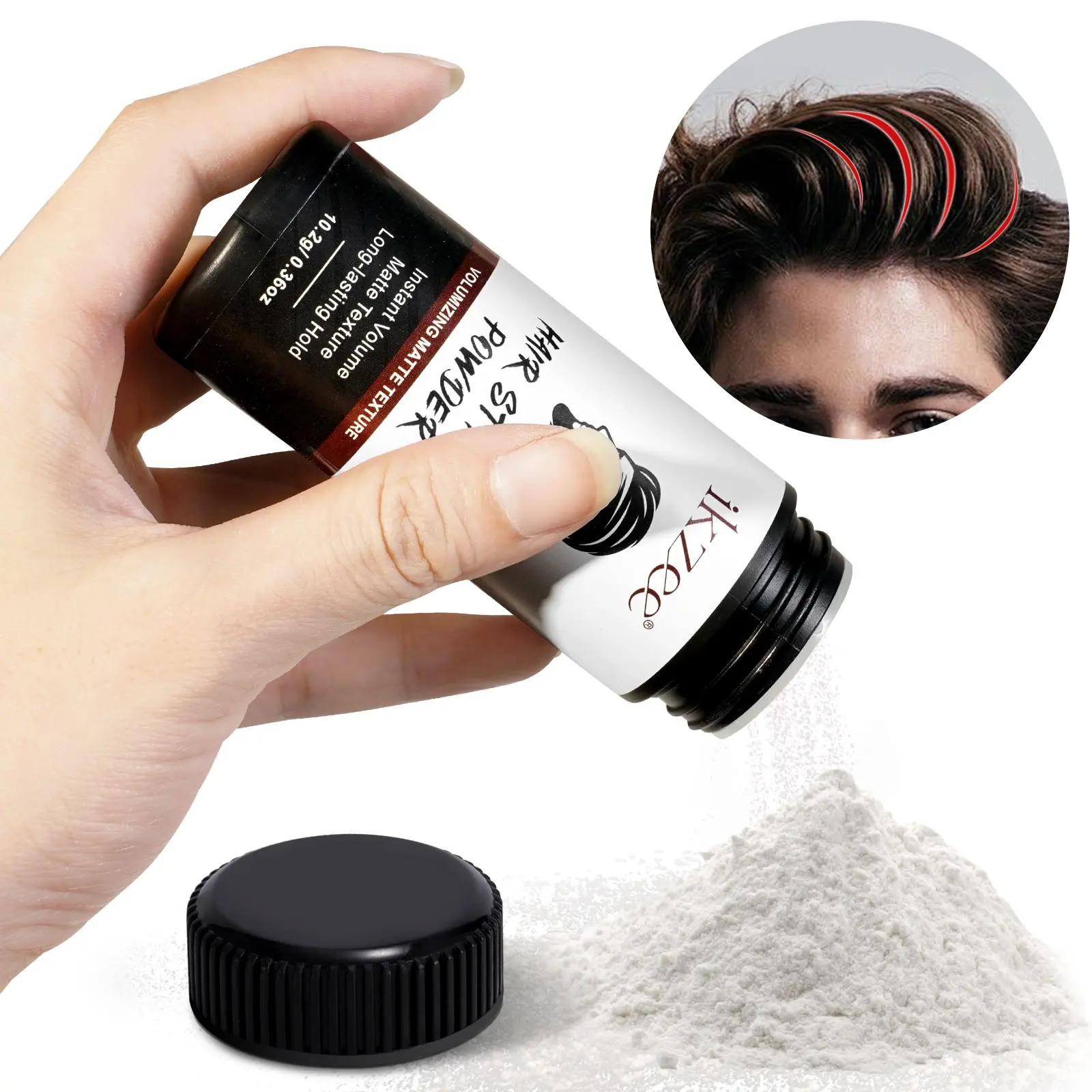 Ikzee Hair Volumizing Powder, Natural Look, Easy to Apply, Oil-Free, Long-Lasting Hold, Refreshing, Unisex, Perfect for Any Time
