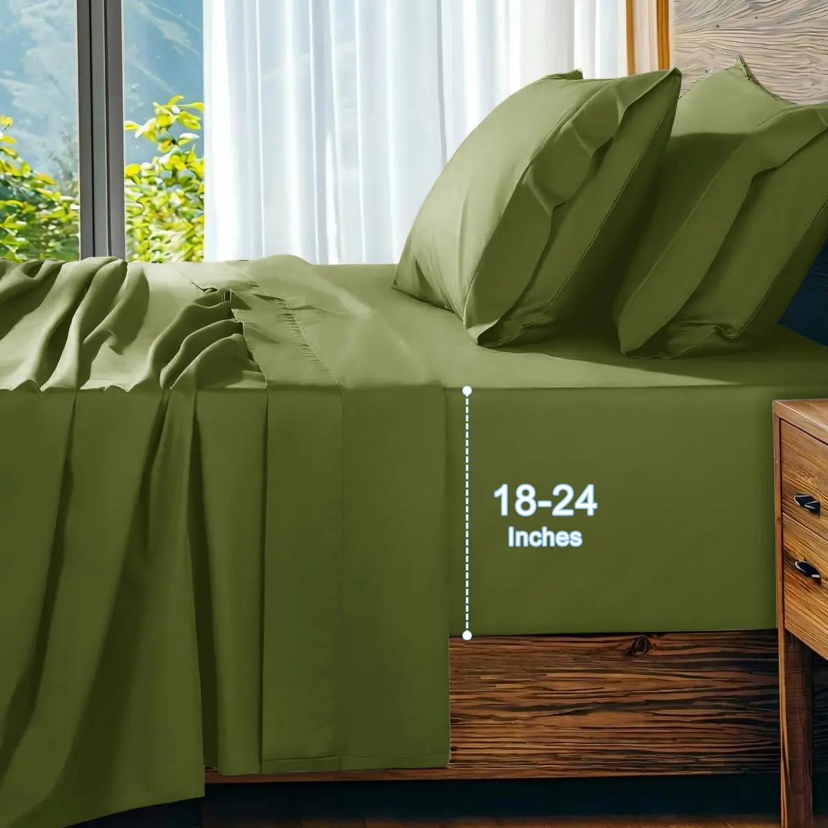 MUXHOMO Extra Deep Cooling Bed Sheet Set, 2500TC 18''-24" Deep Pocket, Double Stitching, Wrinkle & Shrink Resistant, Skin Friendly & Machine Washable Bedding, Luxurious, Smooth, Soft, And Cooling, Ideal For Hot Sleepers. Bedroom Decor And Accessories