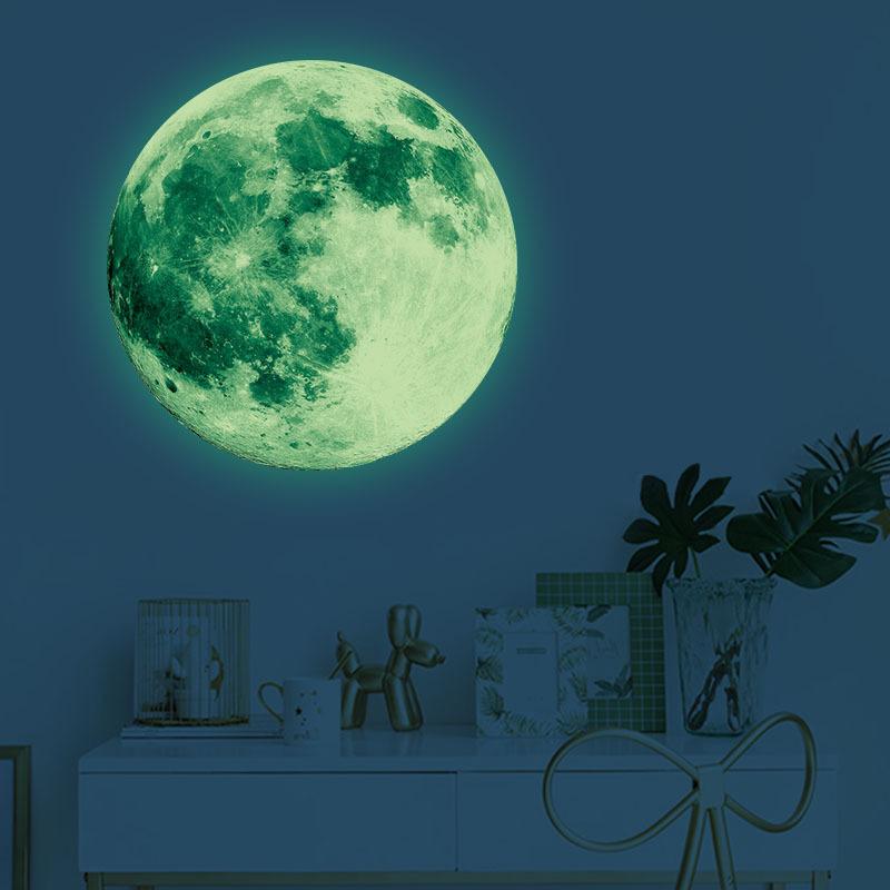 Glow-in-the-Dark Moon Wall Decal – Decorative Luminous Moon Sticker (Green / Blue / Pink Glow)