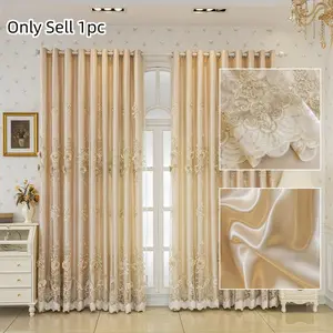 1pc High-End Embroidered Double-Layer Curtains, Curtain for Windows, Light Blocking, Suitable for French, American, Chinese, New Chinese, European Styles, Living Room, Bedroom, Balcony, Home Office