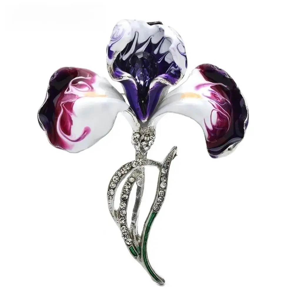 High End Exquisite Enamel Orchid Flower Brooches Rhinestone Elegant Plants Brooch for Women's  Men's Clothes Backpack Pins Gifts