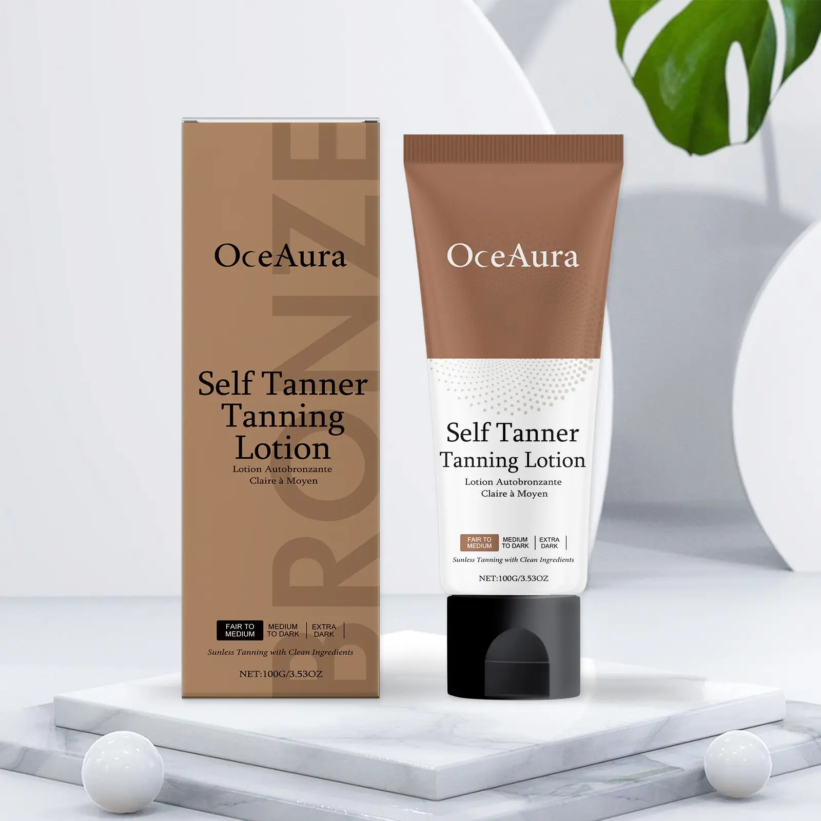 Sun-Kissed Bronzing Body Lotion, Natural Dark Tan Cream with Glycerin & Botanicals, Buildable Glow, No Streaks, Quick-Absorbing