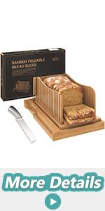 Bamboo Bread Slicer, Adjustable Bread Slicer Guide with 3 Thickness Size, Foldable Compact Chopping Cutting Board, Great for Homemade Bread, Cakes, Bagels