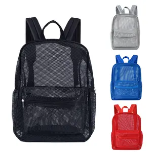Breathable Mesh Backpack for Adults Large Capacity Nylon See Through Mesh Bookbag with Zipper Pocket, Lightweight Multi-use Travel Beach Daypack with Side Water Bottle Holders, Available in 4 Trendy Solid Colors
