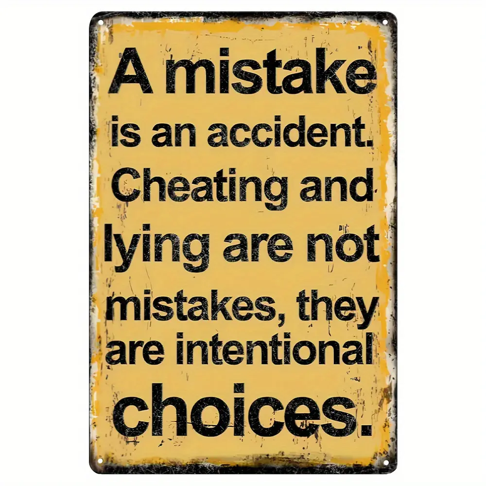 2D Flat Industrial Vintage Metal Nameplate - "Mistake is Accident" | Heavy-Duty Iron Wall Decor, Easy Hanging for Living Room, Cafe, Bar - Ideal for Office, Home, or Business, Classic Style, Wall Hanging, Metal Material