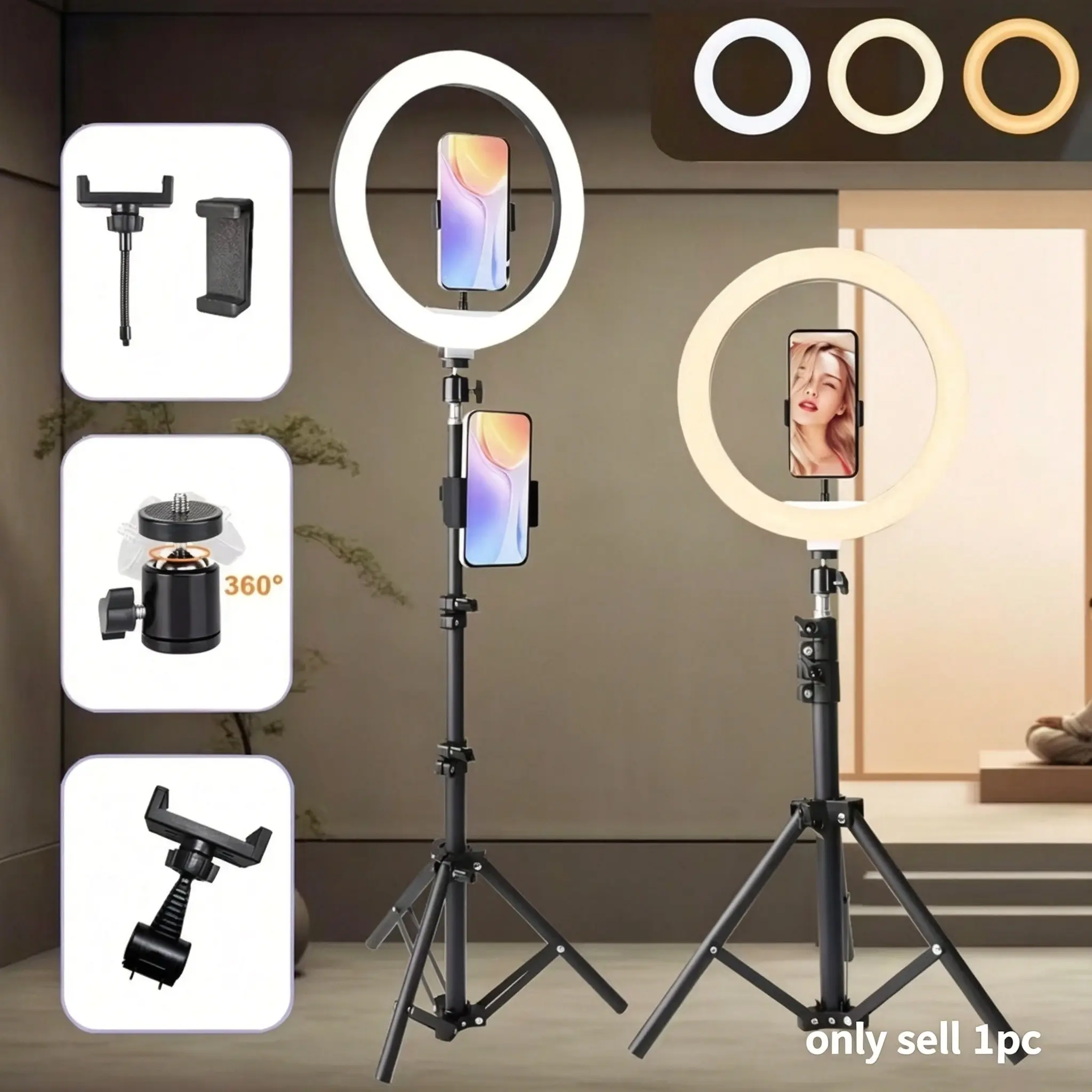 10 Inch Adjustable Lighting Panel with Dual Mounts and 1.2m Stand, Versatile Photography Light for Studio and On-Site Use, Photoshoot Light