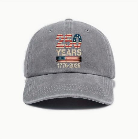Men's baseball cap with American 250th anniversary print, American retro style, fashionable curved brim hat