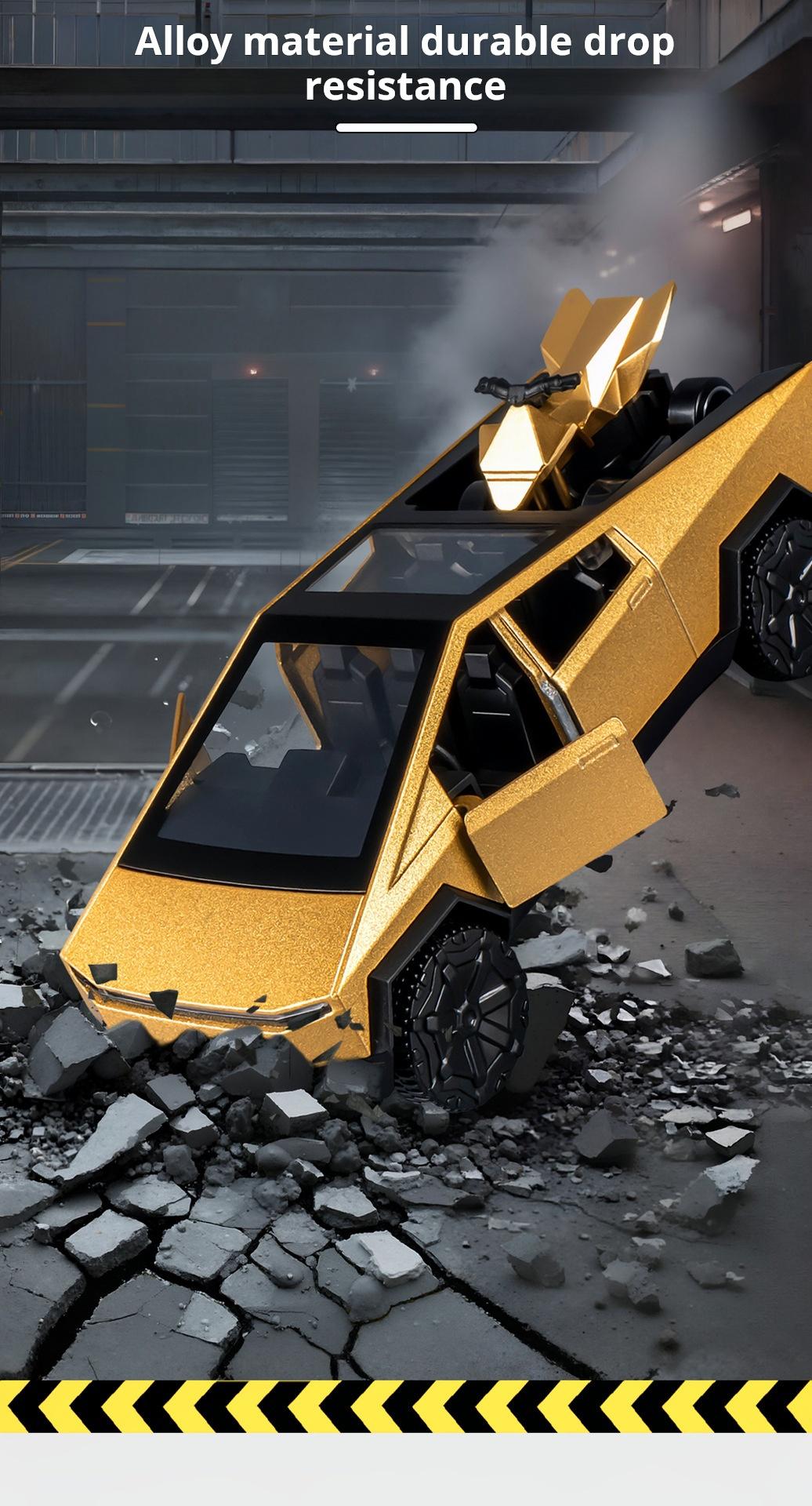 1:36 Cybertruck Toys Off Road Vehicle Die Cast Model Car Beach Motorcycle Hobby Collectible Birthday Gift For Boy