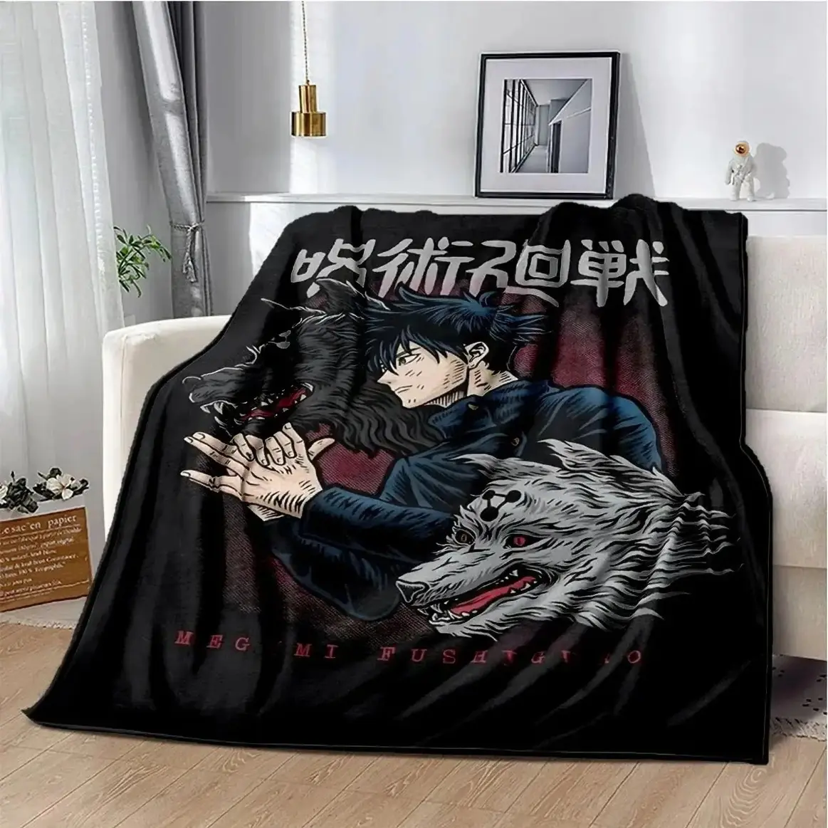 Anime Themed Flannel Blanket Super Soft Jujutsu Kaisen Cartoon Blanket Featuring Yuji Megumi Nobara Satoru Gojo Style Inspired Throw Lightweight Cozy Warm Blanket For Couch Bed Adult And Children Anime Fans Cozy Home Decor Bedding Set Duvet Pillow Bed She
