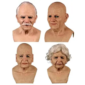 Elderly Woman Man Mask Wrinkle Full For Head Mask Grandpa/Grandma Face Mask Devil Novelty Supplies Halloween Party Cosplay Props