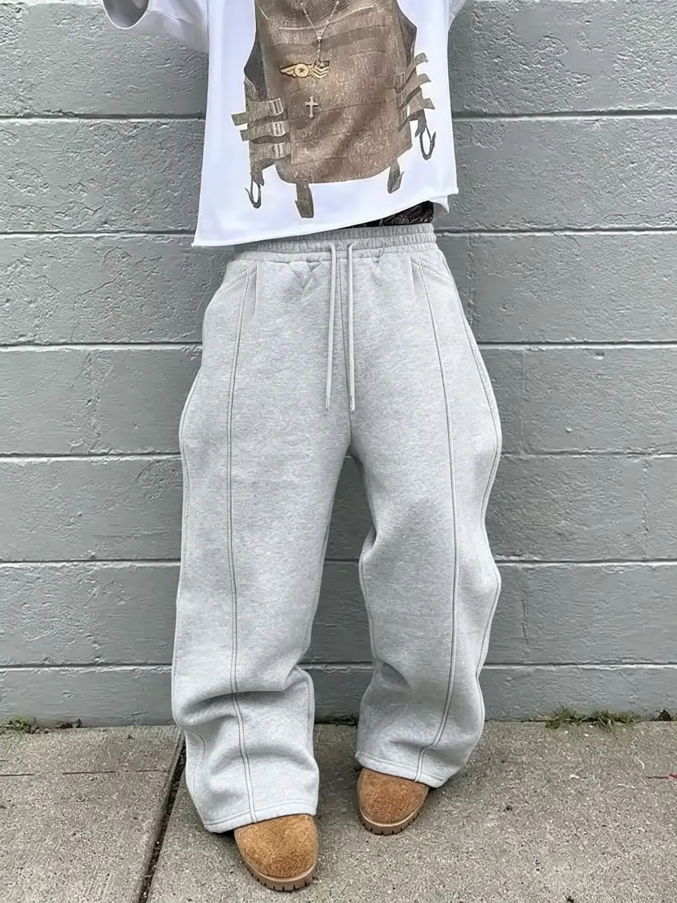Men's Fashion High Street Trendy Casual Comfy Sporty Straight Leg Loose Sweatpants, Comfortable Breathable Fabric, Perfect for Daily Wear