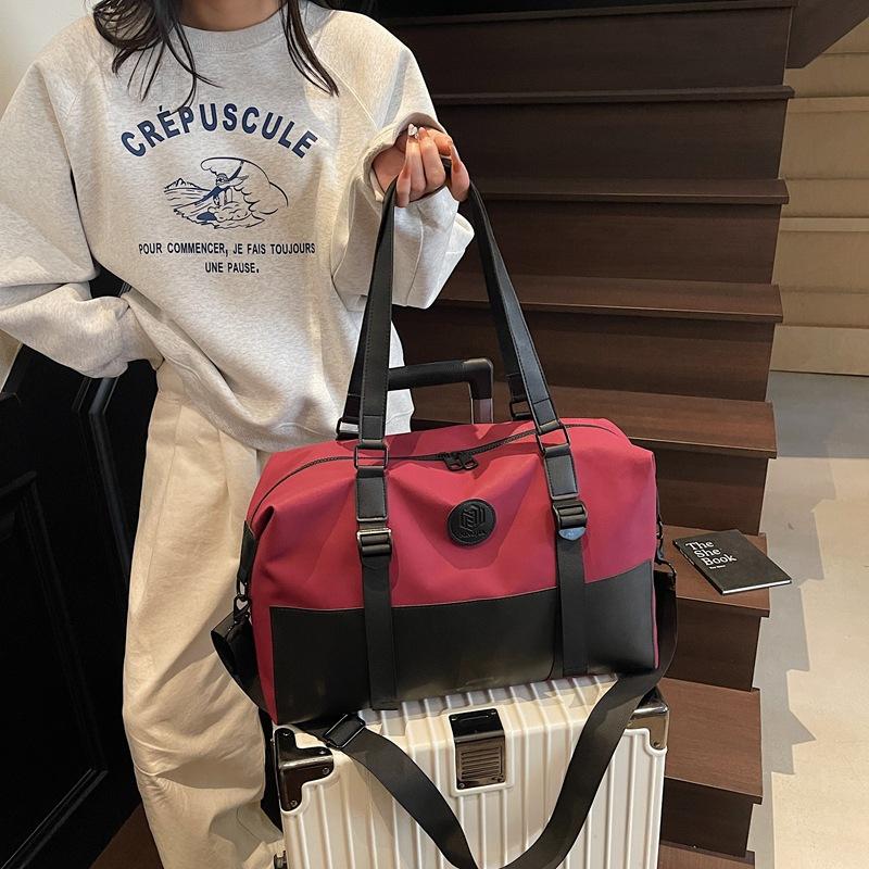 Portable travel bag with pull rod, unisex, lightweight sports yoga bag, crossbody casual carry-on storage bag