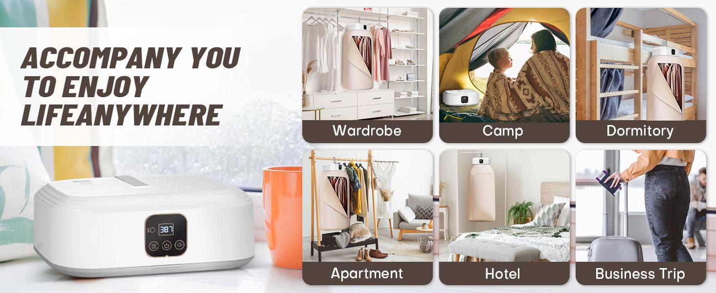 Portable dryer, mini dryer with remote control, small folding electric dryer (with drying bag), suitable for travel, RV, home, and apartment use