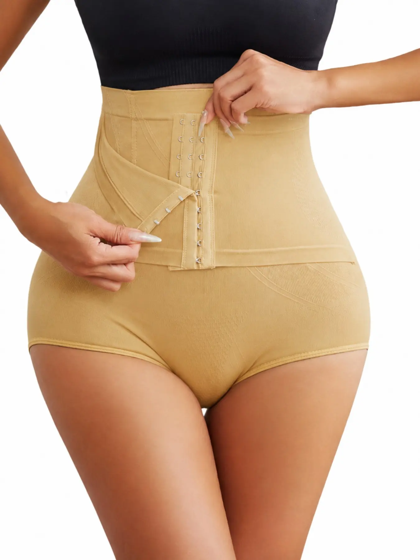 Women’s High Waisted Workout Compression Shorts with Adjustable Waist Wrap, Tummy Control Shaping Short Leggings, Seamless Stretch Activewear for Yoga, Gym, Running and Fitness Training