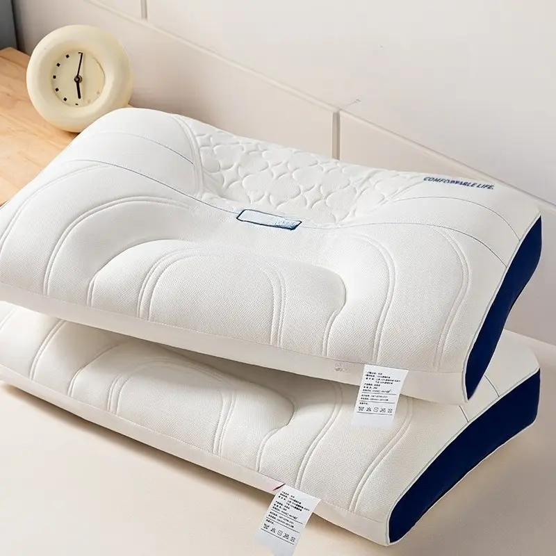 1pcs Zero-Pressure Latex Fiber Pillow, Cervical Support Memory Foam Pillow for Adults, Supportive Head Cushion, Side Sleeping Pillow, Single Piece