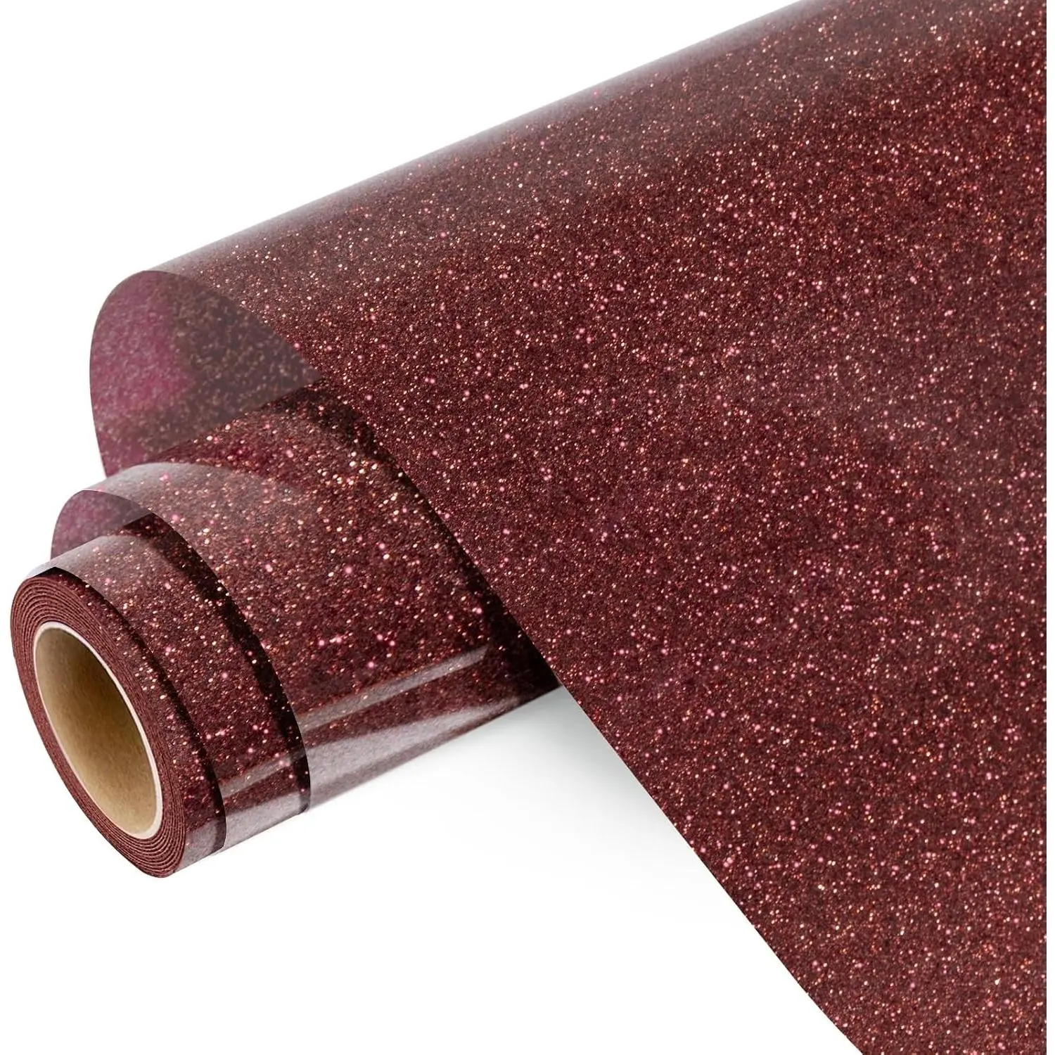 Maroon Glitter Heat Transfer Vinyl Roll, Holographic Glitter Wine Red HTV Vinyls, 10" x5ft Sparkle Dark Red Burgundy Iron on Vinyl for Heat Vinyl Design, Shirts, Easy to Cut & Transfer