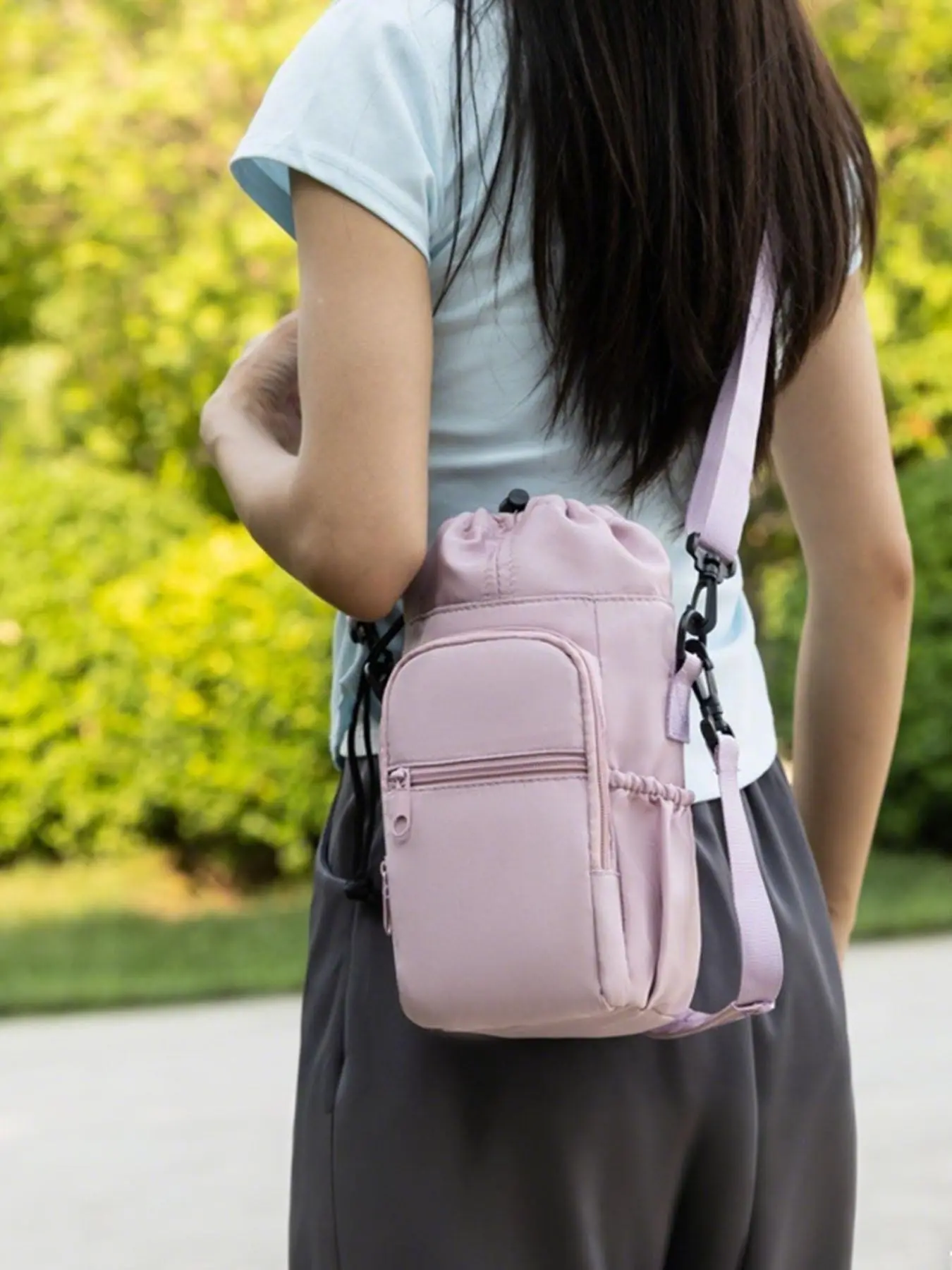 Water Bottle Everyday Crossbody Bag, Multi-Color, Adjustable Strap, Multifunctional Front Pocket, Casual Style, Ideal for Hiking and Outdoor Activities