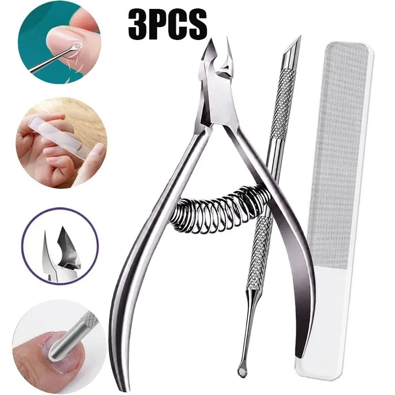 3-piece Nail Clipper and Scraper Set, Stainless Steel Nail Tool Set, with Nail File, Dead Skin Trimmer, and Nail Cleaner, Suitable for Home Salon Nail Care