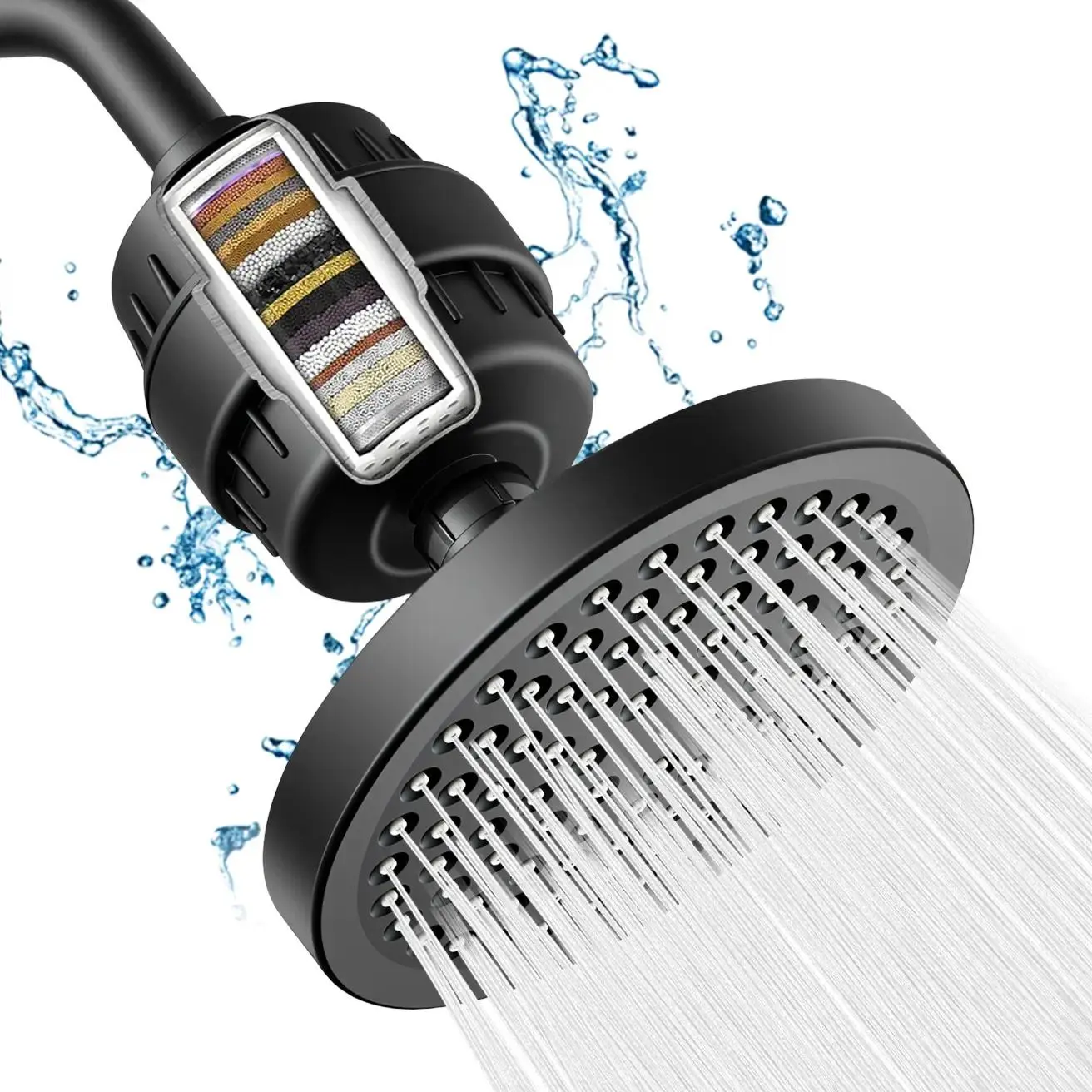 1/2PCSFiltered Shower Head Set 20 Stage Shower Filter - Reduces Chlorine And Heavy MetalsHigh Pressure Showerhead Filter With 6" Round, Luxury Polished Chrome