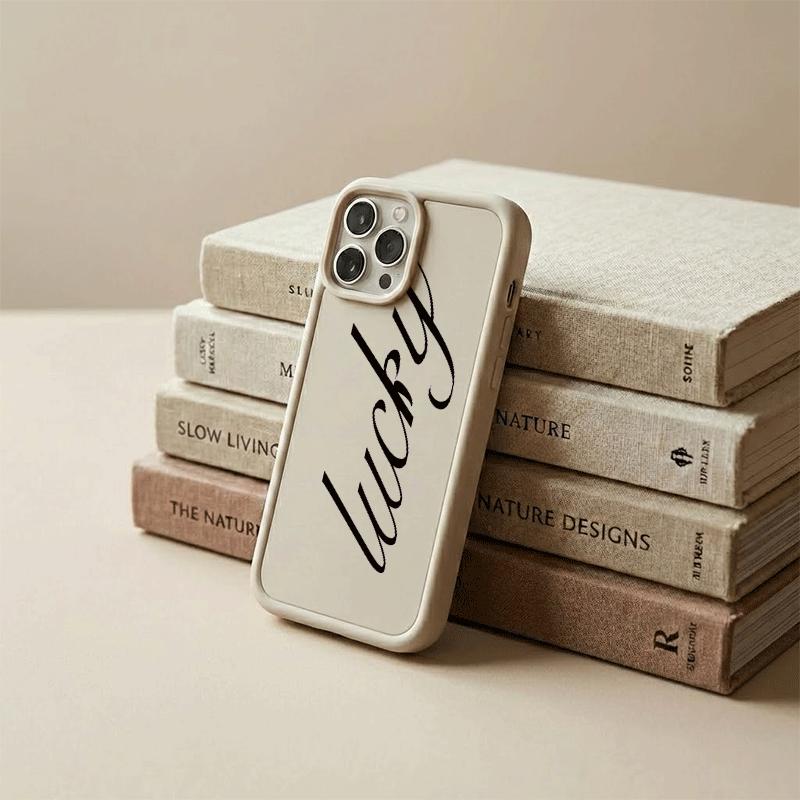 Chic Cursive "Lucky" Script Trendy Minimalist Phone Case for iPhone17/17PROMAX/17PRO/16/15/14/13/12/GALAXYS21/S22/S23/S24 Celestial Eye Layered Phone Case layered drop protection Cool trend BOBOJT1537002