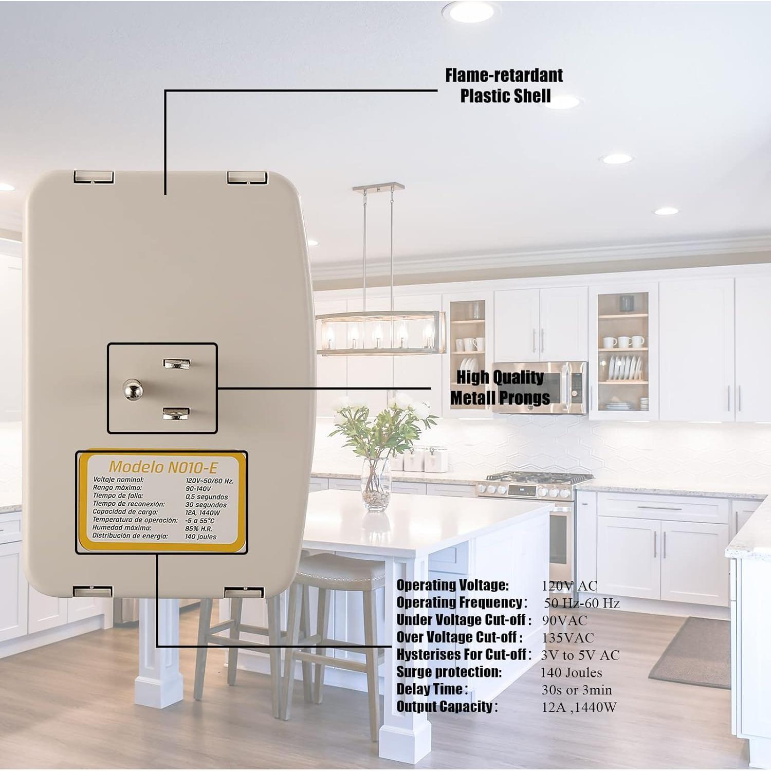 Surge Protector,120V 12A 1440W  Protector with 3 Outlet Plug,for  Appliance Multi Function Plug, Surge Protector for Refrigerator for TV/PC/Refrigerator 1 Pack
