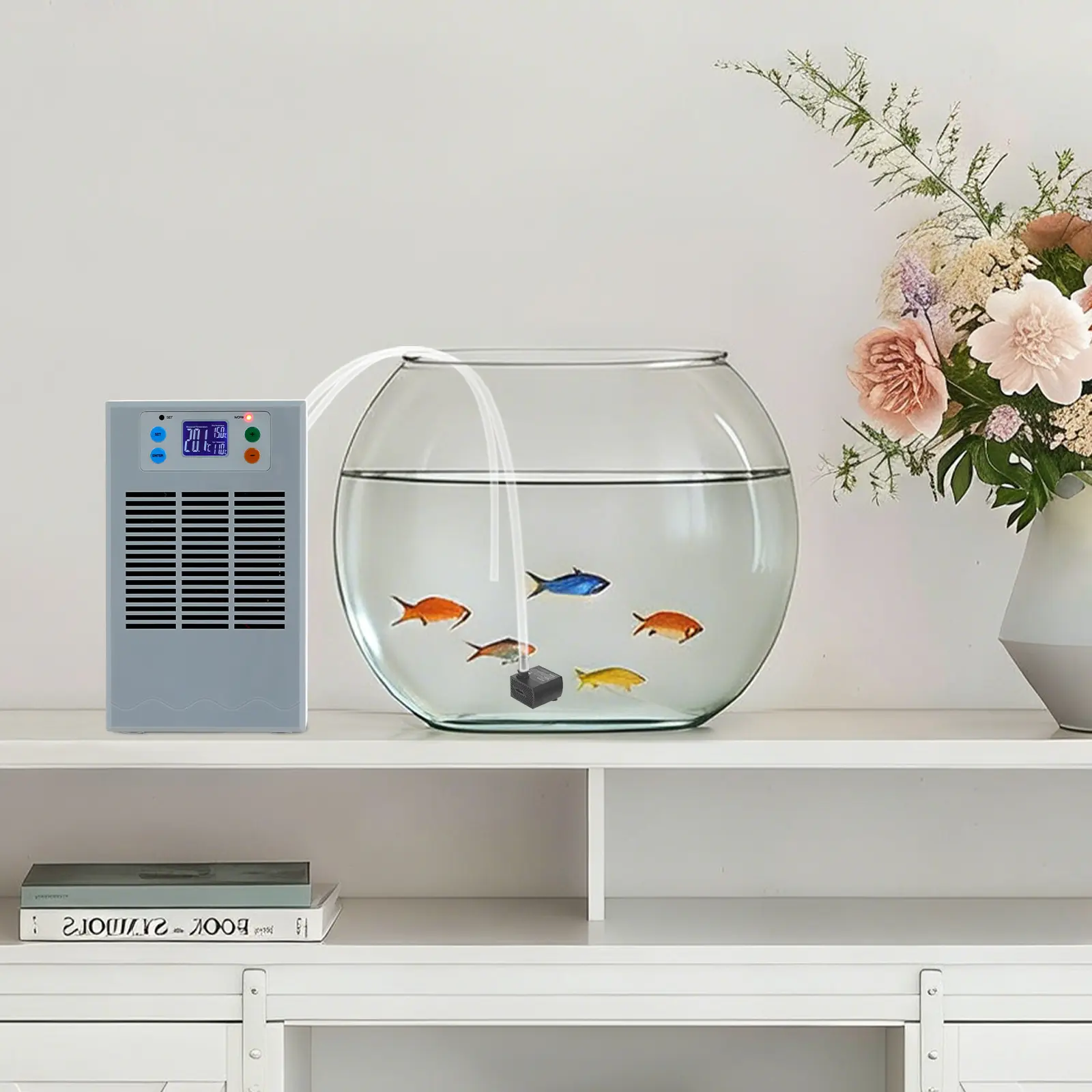 100W DC12V Aquarium Chiller - Steady Temp Cooling & Heating for 30L Small Tanks with Fish Shrimp & Coral
