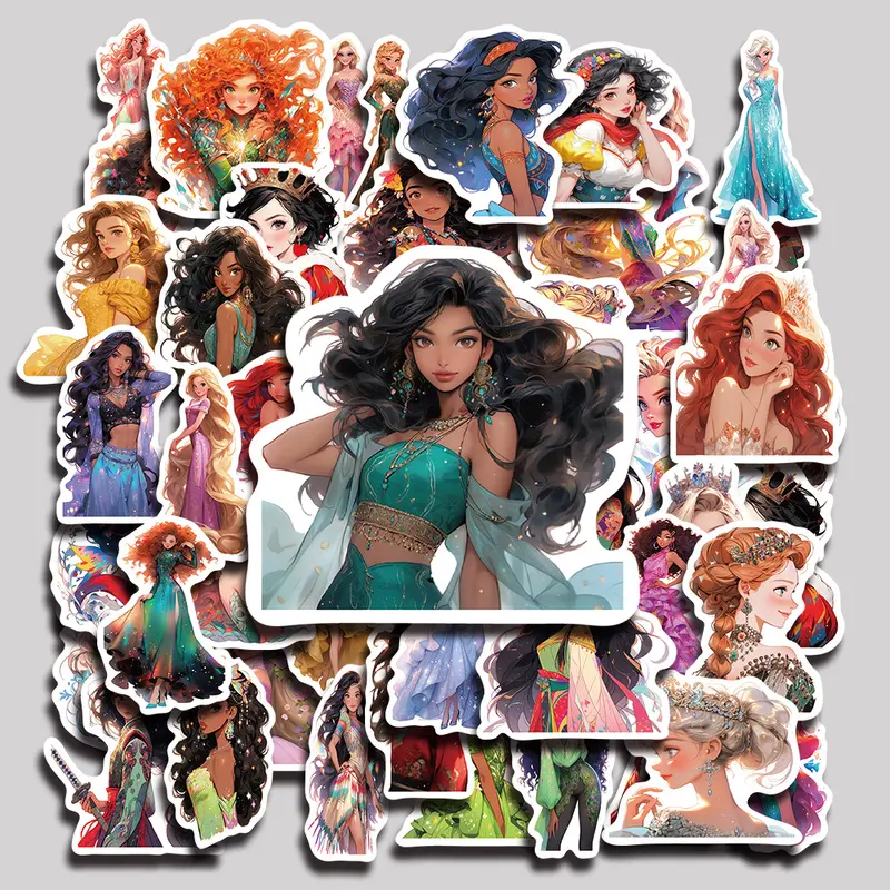 50PCS Runaway Princess Aesthetic Vinyl Stickers Pack for Laptop Water Bottle Phone Case Skateboard Journal Scrapbook DIY Decoration