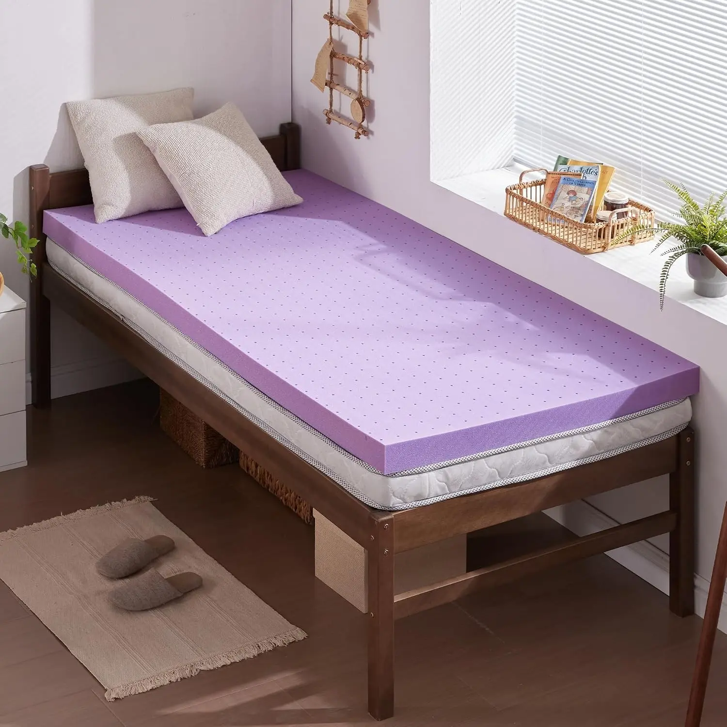 SINWEEK 2 Inch Gel Memory Foam Mattress Topper Twin Size, Ventilated Soft Pressure Relieving Breathable Bed Pad, CertiPUR-US Certified