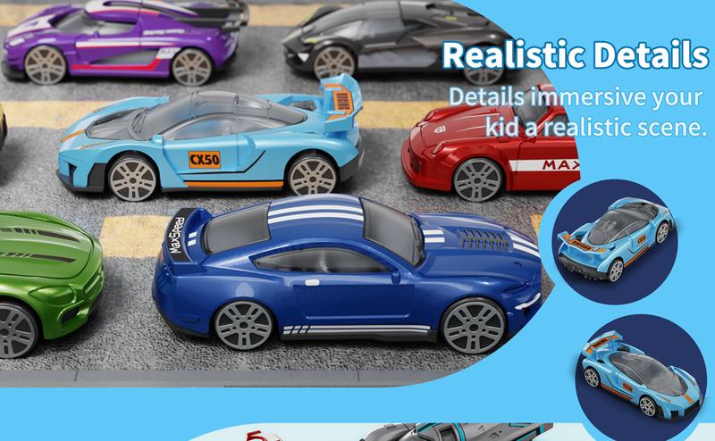 1:64 Scale Die-Cast Metal Toy Cars 12-Pack Vehicles Set, Includes Pickup, Racing Cars, Sports Cars for Display or Play, Great Gift for Kids Age 3 Years and Up (12 Pack)
