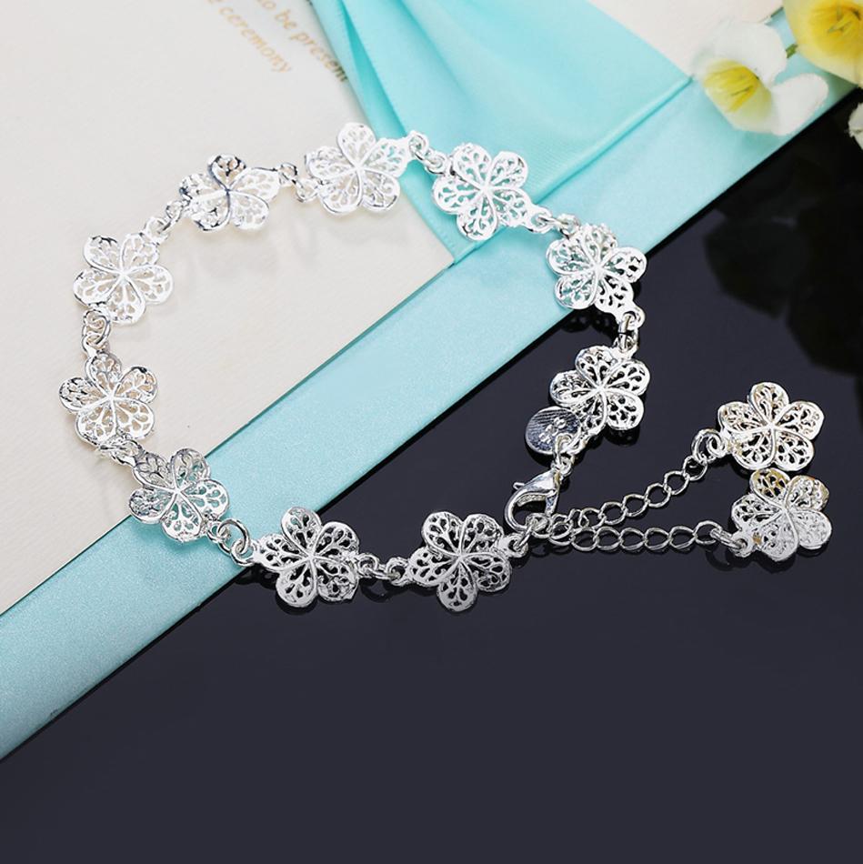 925 Sterling Silver Bracelet For Women Elegant Floral Design Jewelry Durable Fashion Accessory 20CM Length Ideal For Wedding And Daily Wear