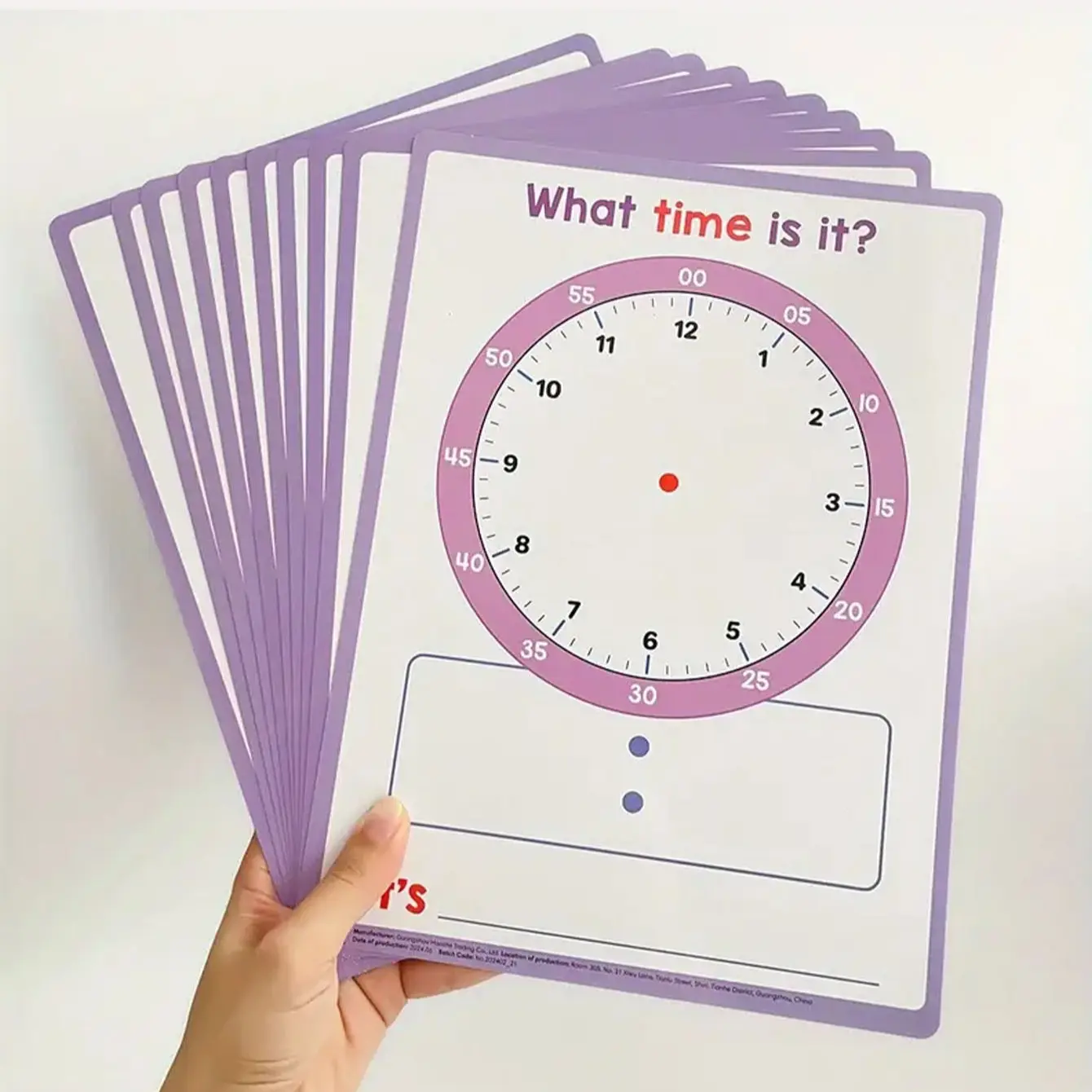 Primary School Education Time Learning Clocks, 10pcs Dry Erase Teaching Tools, Analog Design, Home School Classroom Supplies
