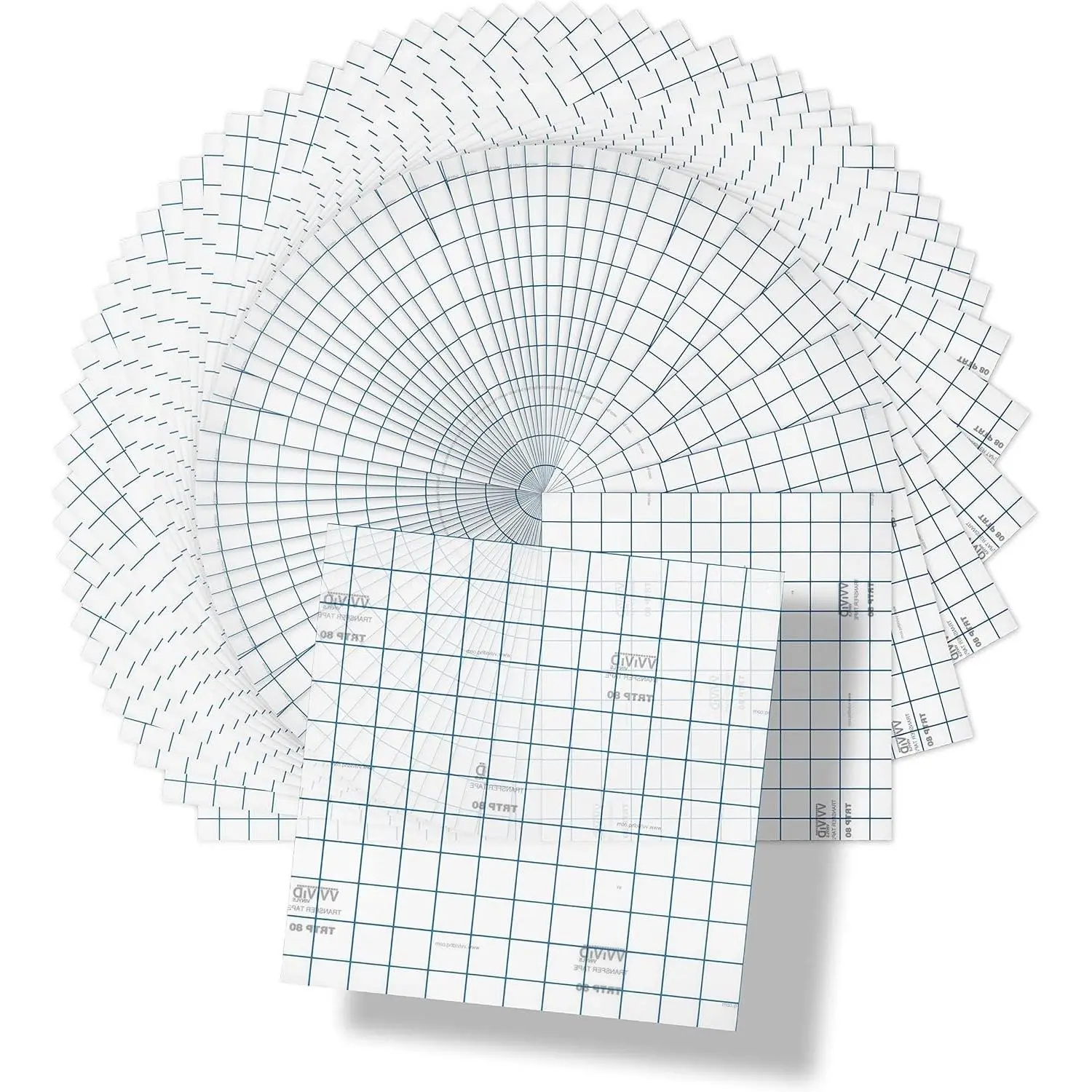 Vinyl Transfer Tape Roll Clear with Blue Alignment Grid Application Tape for Signs Crafts  Medium Tack (12" x 12" (50 Sheets))