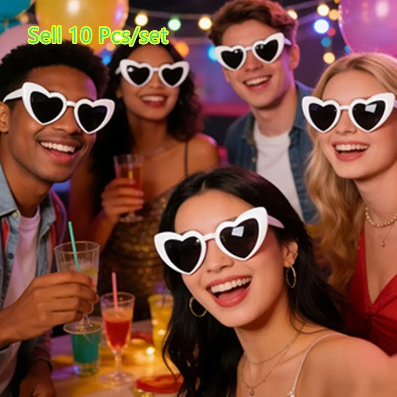 10 Pcs Retro Heart Party Glasses Women's Bachelorette Party Favors Glasses Bridal Shower Wedding Decoration Bridesmaid Gifts Party Photo Prop