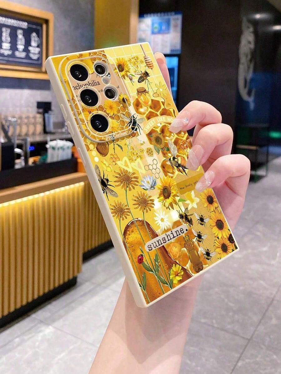 1PC Sunflower & Bee Pattern Shockproof Phone Case Suitable For IPhone17/IPhone17 Air/IPhone17 Pro/IPhone17 Pro Max/16 Pro Max/15 Pro Max/14 Pro Max/13 Pro Max/12 Pro Max/11 Pro Max