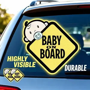 2-Pack Baby On Board Car Stickers – High-Intensity Reflective Waterproof Vinyl Safety Decals for Cars & Trucks