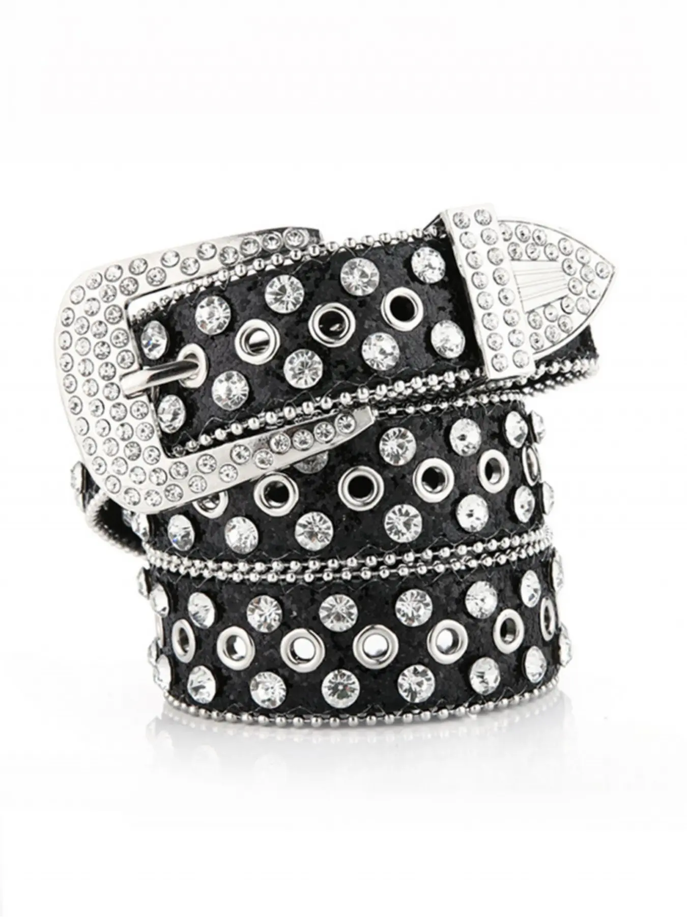 Women's rhinestone wide leather belt with rhinestone embellishments, fashionable and versatile denim belt, street style, Y2K, hip-hop, casual wear.